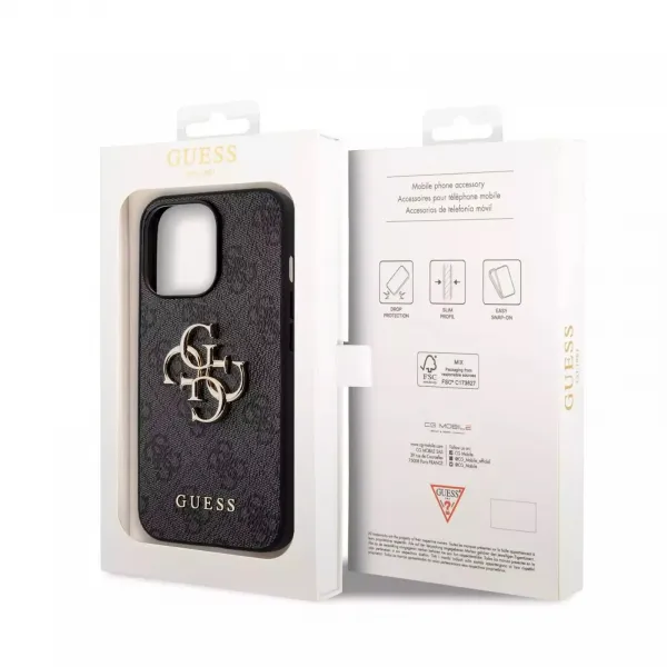 Guess Apple iPhone 14 Pro Max Metal Logo Case Grey