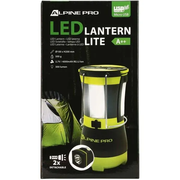 ALPINE PRO LITE Outdoorová baterka, čierna, veľkosť