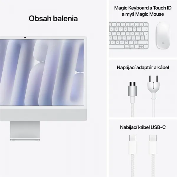 iMac 24" 4.5K Apple M4 10C CPU 10C GPU 16GB 256GB Strieborný SK MWUU3SL/A