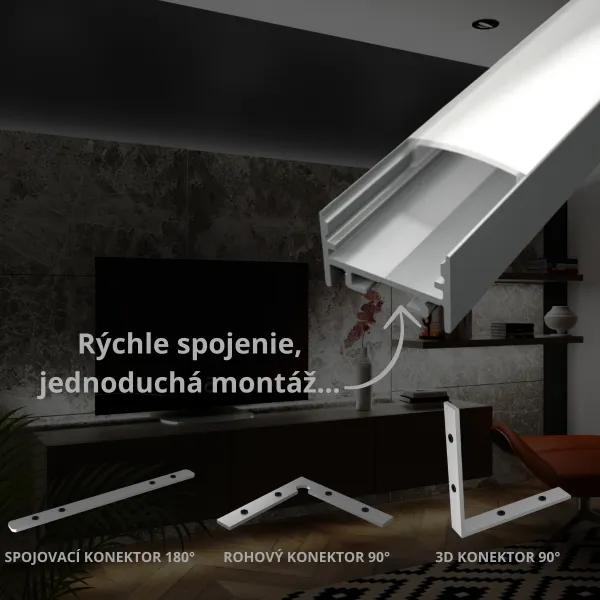 LED lišta povrchová S11 strieborná Dĺžka: 2m, Typ krytky: Bez krytky