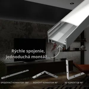LED lišta povrchová S11 strieborná Dĺžka: 2m, Typ krytky: Bez krytky