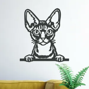 Drevený obraz mačky - Sphynx