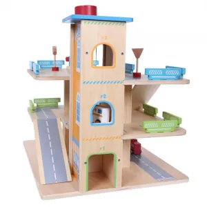 ECOTOYS Drevená dráha s garážou a autíčkami Eco Toys