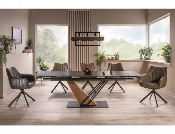 Signal Rozkládací jídelní stůl Genesis 160/220 cm bílý mramor/dub přírodní