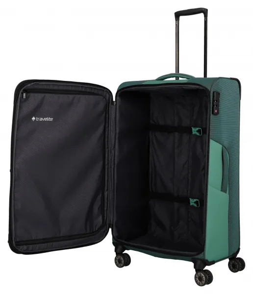 Veľký textilný kufor Travelite Viia 4w L Green