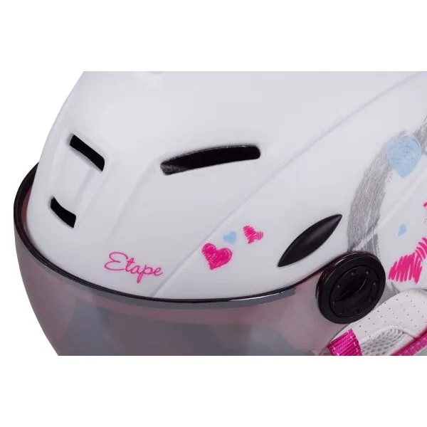 Etape RIDER PRO Detská lyžiarska prilba so štítom, biela, veľkosť (53 - 55)