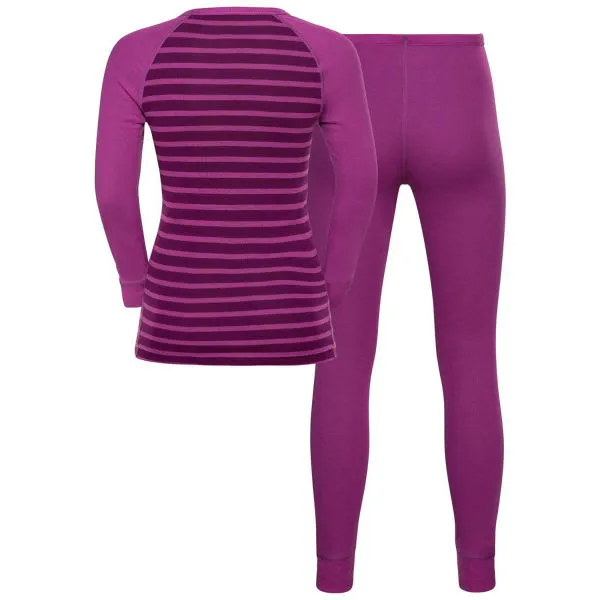 Odlo SET ACTIVE WARM KIDS Detský set funkčnej bielizne, vínová, veľkosť