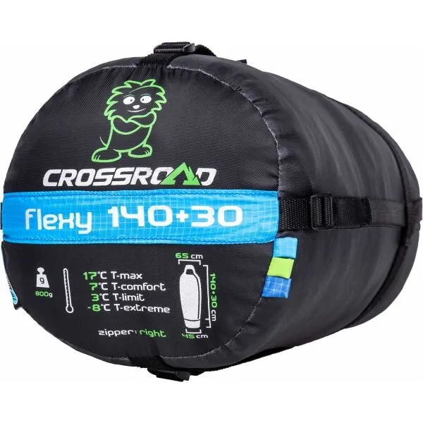 Crossroad FLEXY Juniorský spací vak, modrá, veľkosť 170 cm - pravý zips