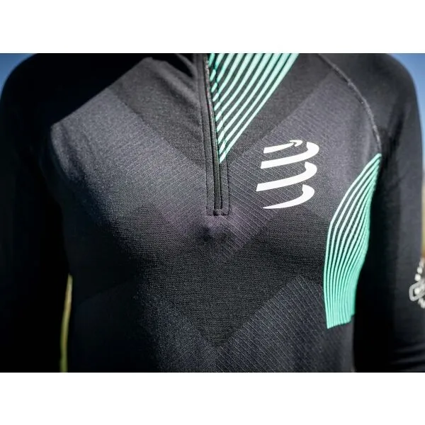 Compressport WINTER TRAIL POSTURAL LS TOP W Dámske bežecké tričko, čierna, veľkosť