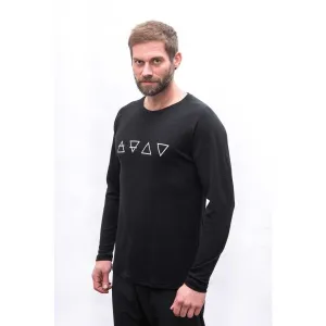 Sensor MERINO BLEND ELEMENTS Pánske tričko s dlhým rukávom, čierna, veľkosť