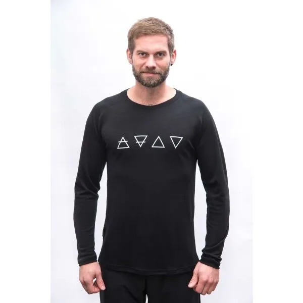 Sensor MERINO BLEND ELEMENTS Pánske tričko s dlhým rukávom, čierna, veľkosť