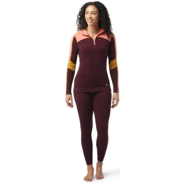 Smartwool W CLASSIC THERMAL MERINO BL CB 1/4 ZB Dámske funkčné tričko, vínová, veľkosť