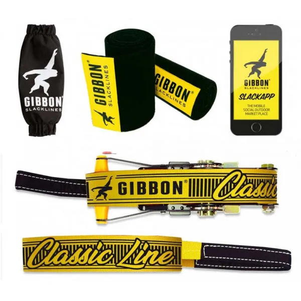 GIBBON CLASSICLINE TREEWEAR SET Slackline set, žltá, veľkosť