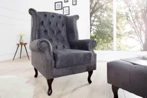 Chesterfield kreslo MIDAS Dekorhome Sivá