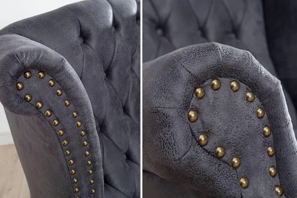 Chesterfield kreslo MIDAS Dekorhome Sivá
