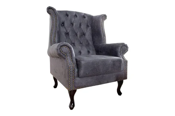 Chesterfield kreslo MIDAS Dekorhome Sivá