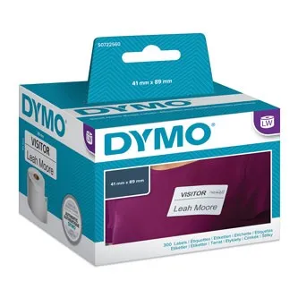 Dymo papierové štítky 89mm x 41mm, biele, na menovky, snímateľné, 300 ks, 11356, S0722560 11356