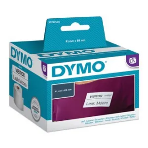 Dymo papierové štítky 89mm x 41mm, biele, na menovky, snímateľné, 300 ks, 11356, S0722560 11356