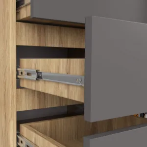 Ak furniture Komoda JERRY 80 cm 1 dveře 5 zásuvek dub artisan/antracitově šedá