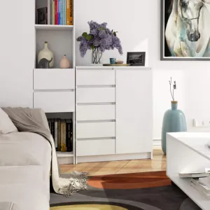 Ak furniture Komoda JERRY 80 cm 1 dveře 5 zásuvek bílá