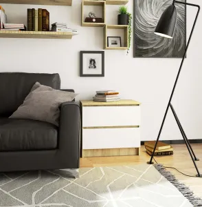 Ak furniture Komoda Kuba 60 cm - 2 zásuvky dub artisan/biela
