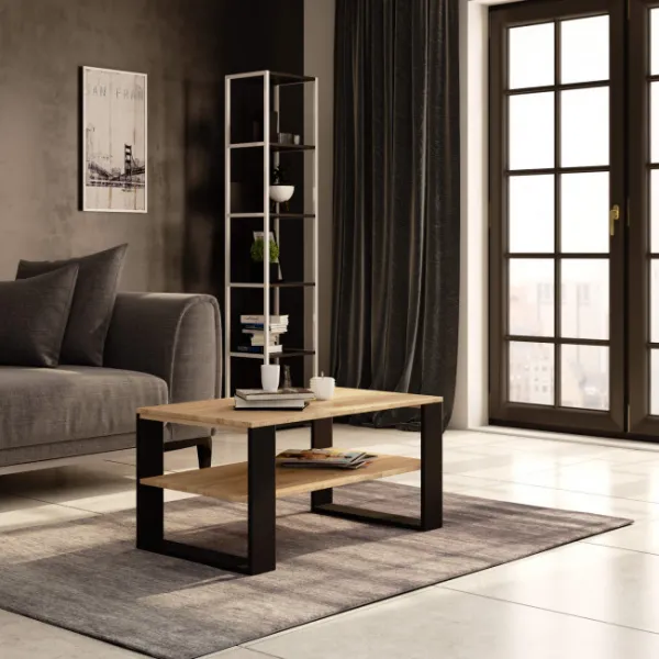 Ak furniture Konferenční stolek DOMI II dub sonoma/černý