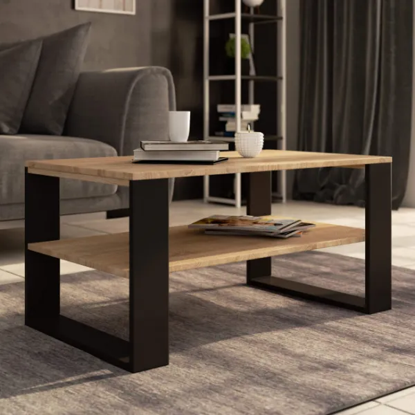 Ak furniture Konferenční stolek DOMI II dub sonoma/černý