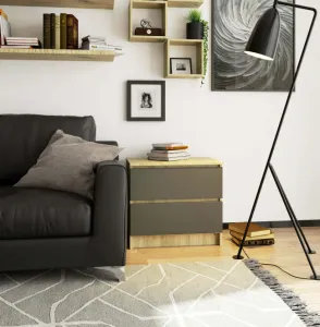 Ak furniture Komoda Kuba 60 cm - 2 zásuvky dub artisan/grafit