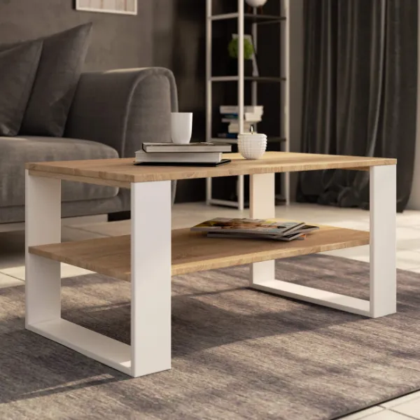 Ak furniture Konferenční stolek DOMI II dub sonoma/bílý