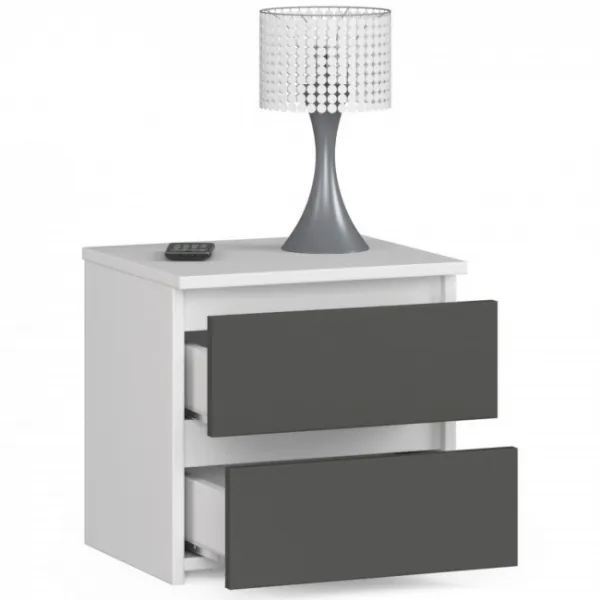 Ak furniture Noční stolek CL2 40 cm bílý/grafitově šedý