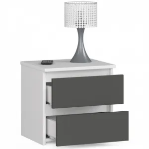 Ak furniture Noční stolek CL2 40 cm bílý/grafitově šedý