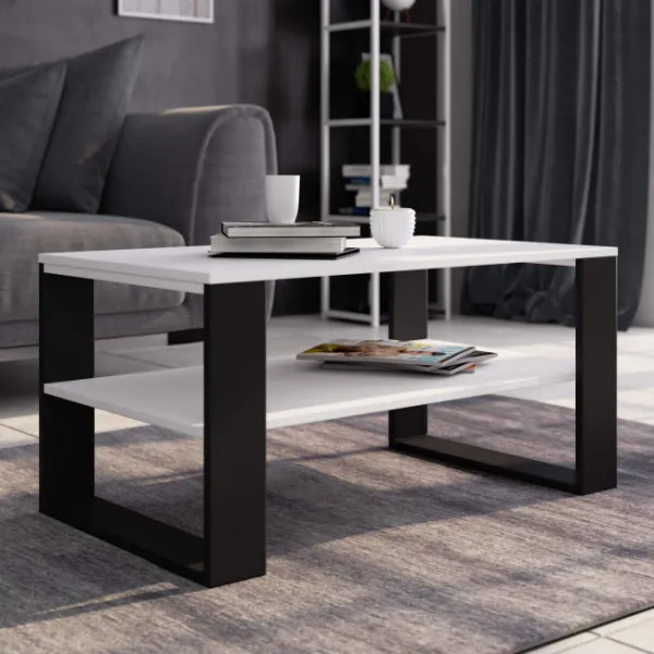 Ak furniture Konferenční stolek DOMI II bílý/černý
