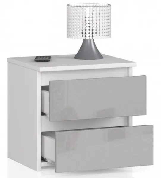 Ak furniture Noční stolek CL2 40 cm bílý/šedý lesk