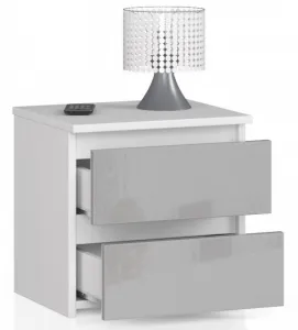 Ak furniture Noční stolek CL2 40 cm bílý/šedý lesk