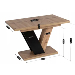 JAKS Jedálenský stôl Clark 120 cm dub artisan čierny