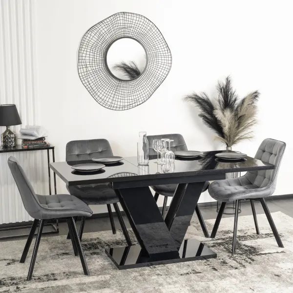 JAKS Jedálenský stôl Clark 120 cm black gloss glamour