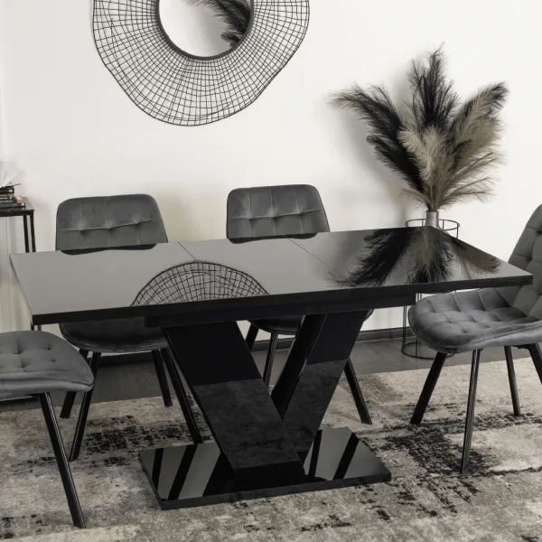 JAKS Jedálenský stôl Clark 120 cm black gloss glamour