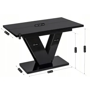 JAKS Jedálenský stôl Clark 120 cm black gloss glamour