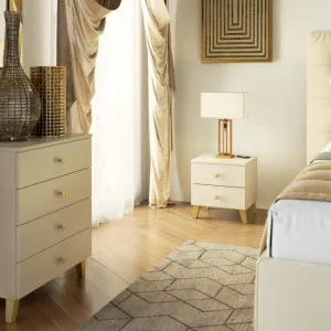 Ak furniture Noční stolek MOBI K-02 kašmír/zlatý 