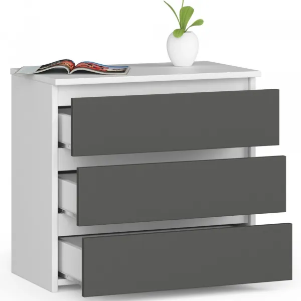 Ak furniture Komoda CL3 60 cm bílá/grafitově šedá