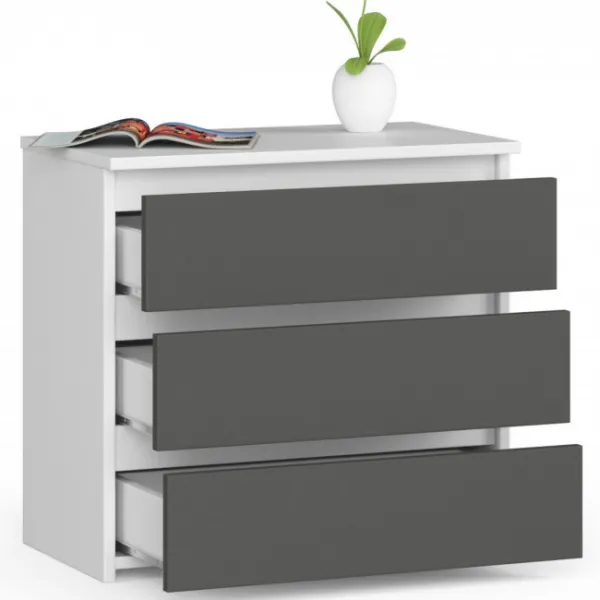 Ak furniture Komoda CL3 60 cm bílá/grafitově šedá