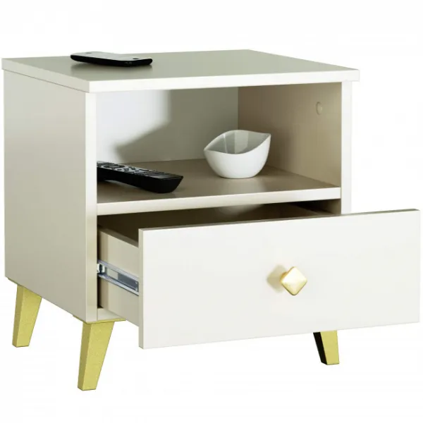 Ak furniture Noční stolek MOBI K-01 kašmír/zlatý