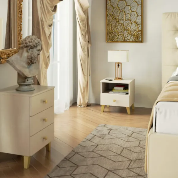 Ak furniture Noční stolek MOBI K-01 kašmír/zlatý