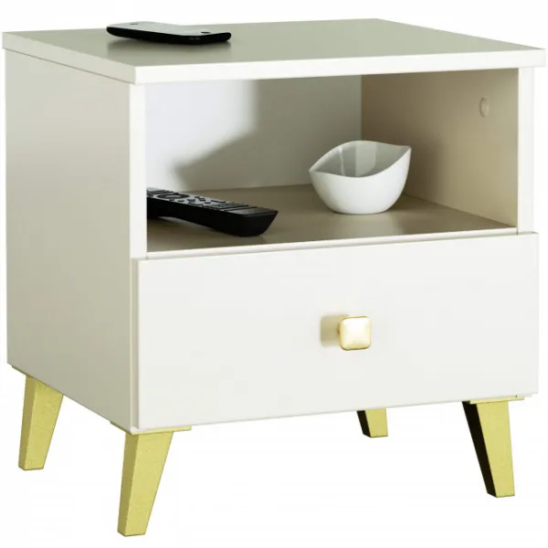 Ak furniture Noční stolek MOBI K-01 kašmír/zlatý
