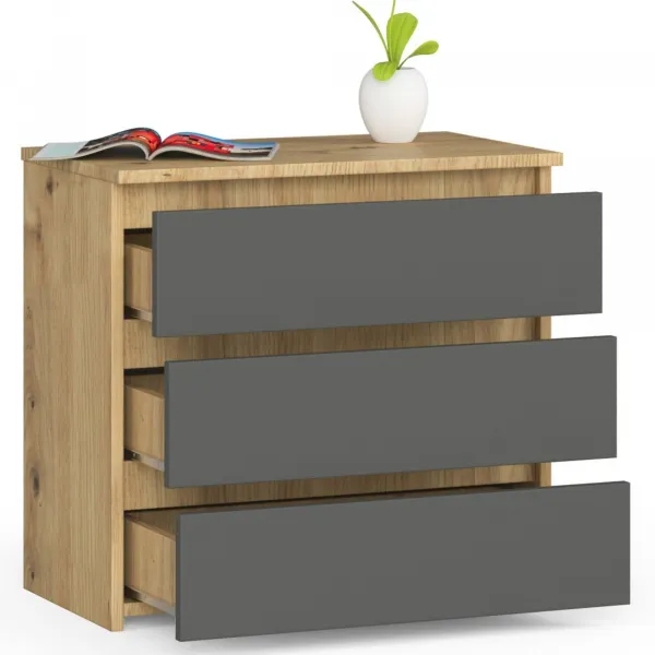 Ak furniture Komoda CL3 60 cm dub artisan/grafitově šedá