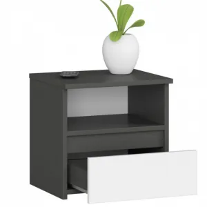 Ak furniture Noční stolek CL1 40 cm grafitově šedý/bílý