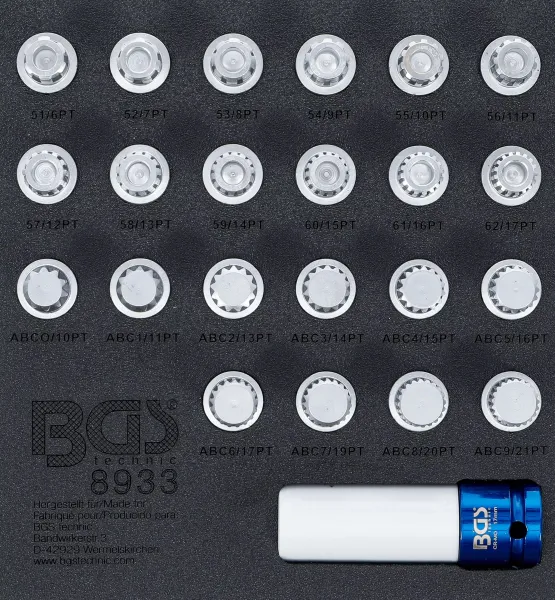 BGS Technics BGS technic Súprava gola hlavíc na bezpečnostné skrutky kolies pre VAG (Volkswagen Audi Group) , 12.5 mm (1/2”), 23 ks (BGS 8933)