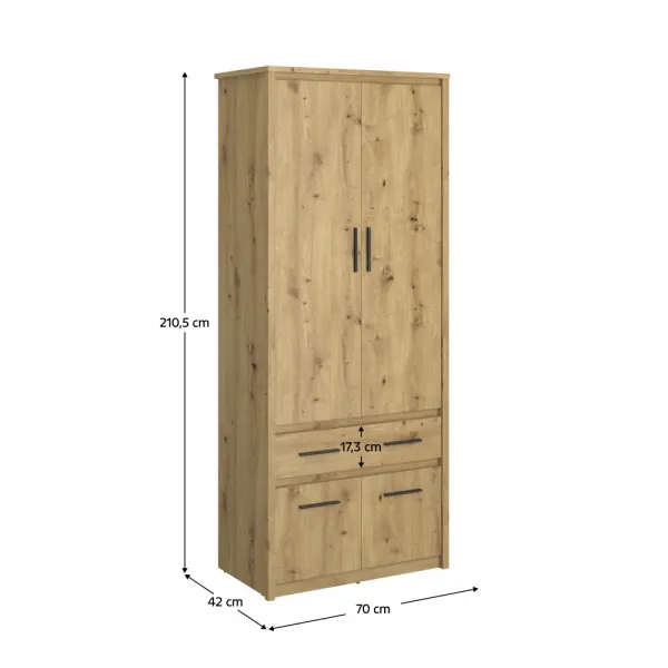 Šatníková skriňa AIRON 4D1S/40 Tempo Kondela