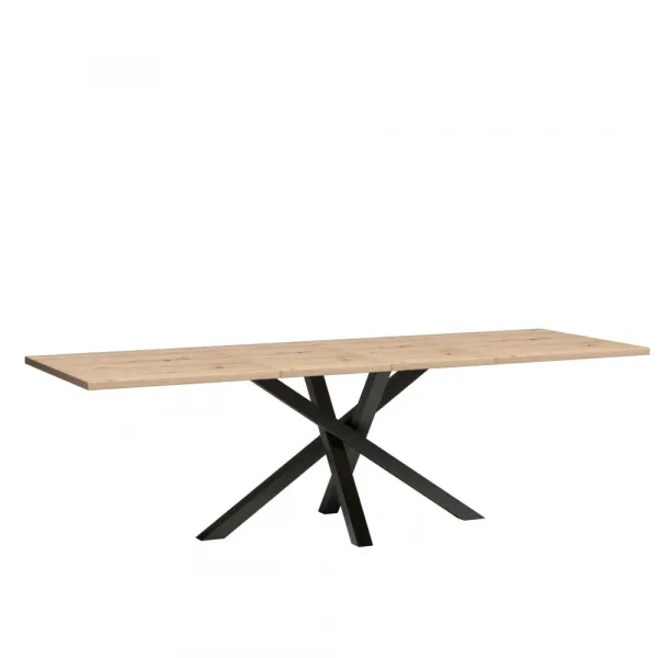 Jedálenský rozkladací stôl, dub artisan/čierna, 160-260x90x75 cm, KOLI