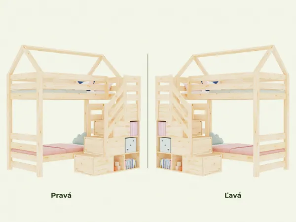 Benlemi Domčeková poschodová posteľ ALPY s prednými úložnými schodmi 90x200 cm Zvoľte farbu: Biela